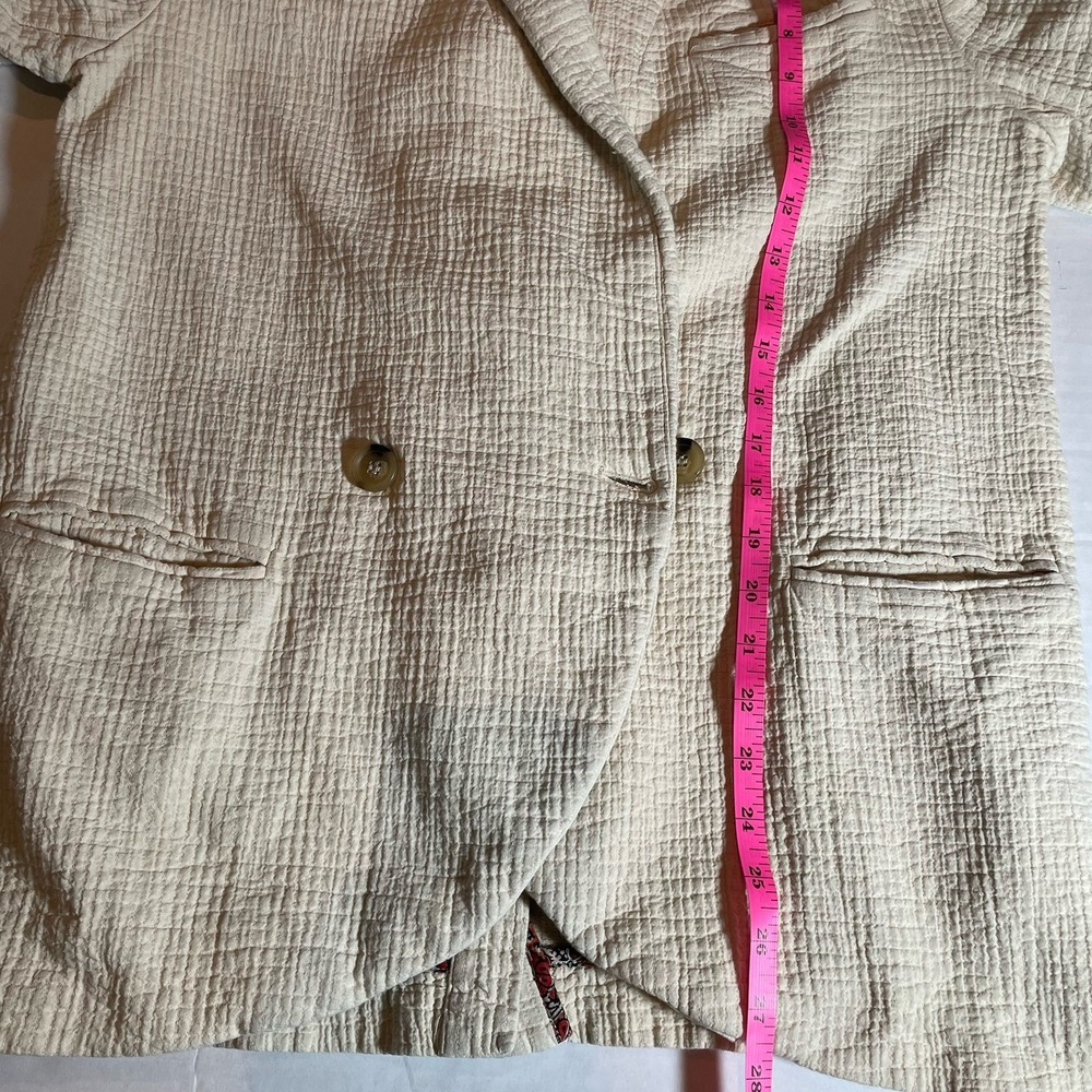 Free People Rowan Cotton Gauze Double Breasted Blazer Jacket in Ecru/Cream Sm - Picture 7 of 7
